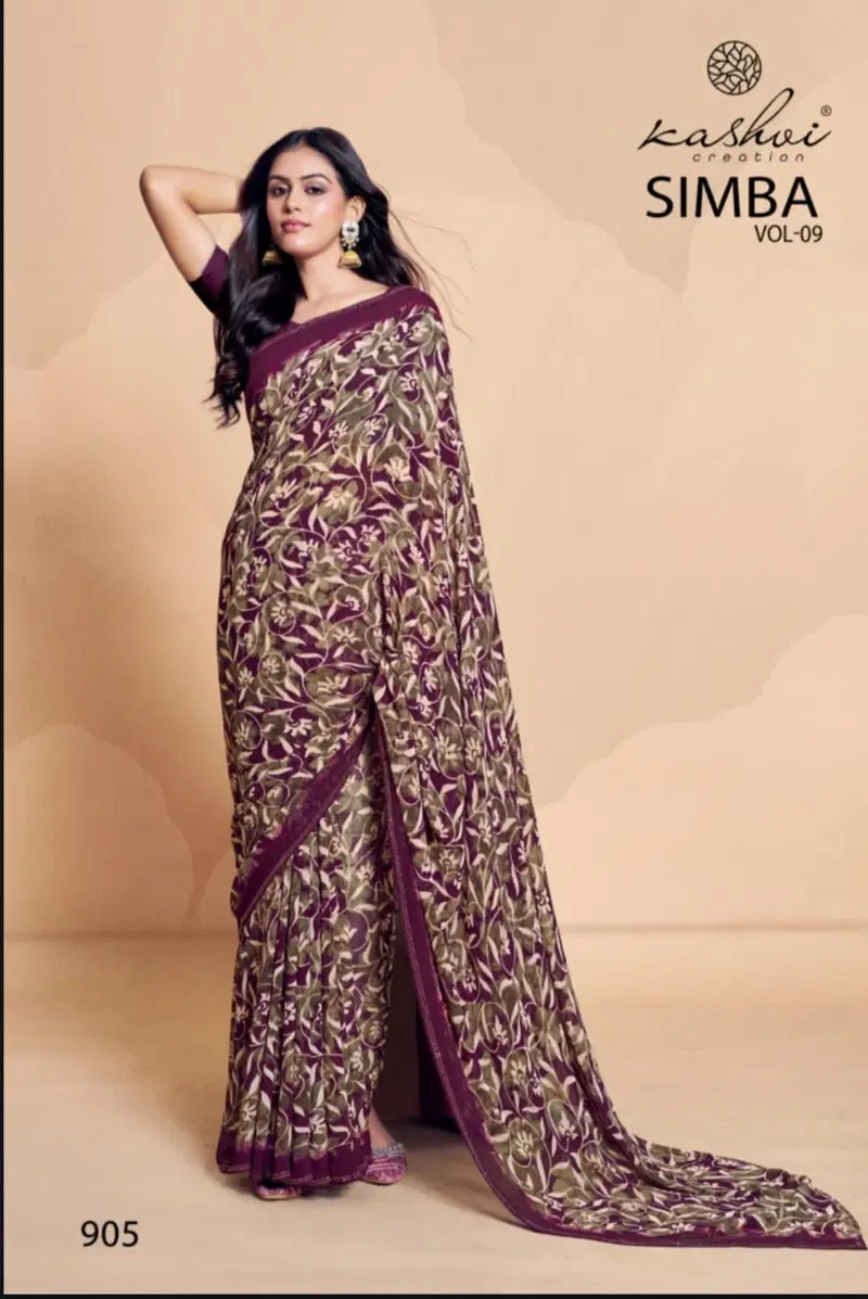 Simba Vol 9 By Kashvi Georgette Daily Wear Sarees Exporters In India